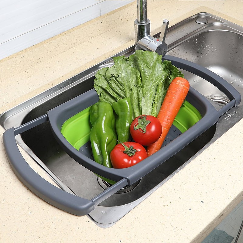 Qimh Colander Collapsible, Colander Strainer Over the Sink Food Colanders Strainers with Extendable Handles, 6-Quart, Dishwasher-Safe Kitchen Folding Strainer for Pasta, Veggies and Fruits - Image 2